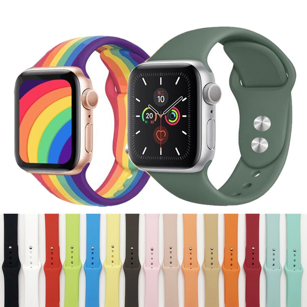 

Replacement Strap Smartwatch Bands Cases For Apple Watch band iwatch Series 1 2 3 4 5 6 SE Soft Original Silicone Wristband 38 40 42 44mm