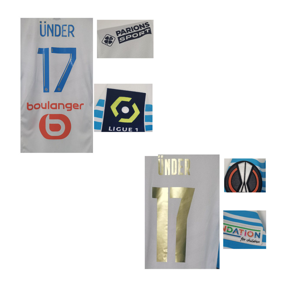 

2021 OM Payet Maillot Milk Under Guendouzi Kamara Jersey with Full Sponsor American College Football Wear, Fans version ligue 1