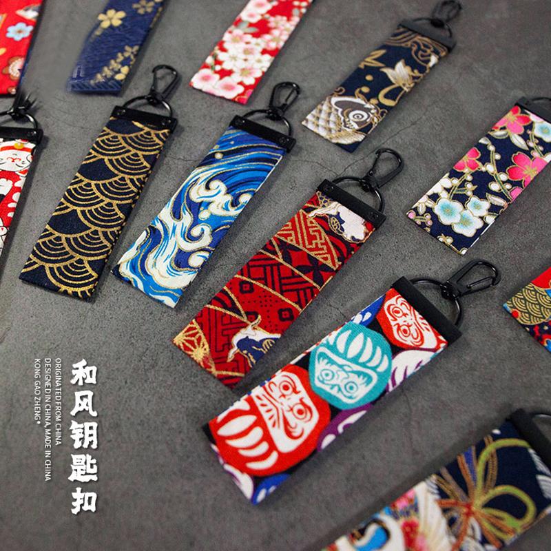 

Keychains Japanese Style Ukiyo-e Pendant Charm Keyring Car Key Chain Decoration JDM Bushido Interior Couple Gift, Silver