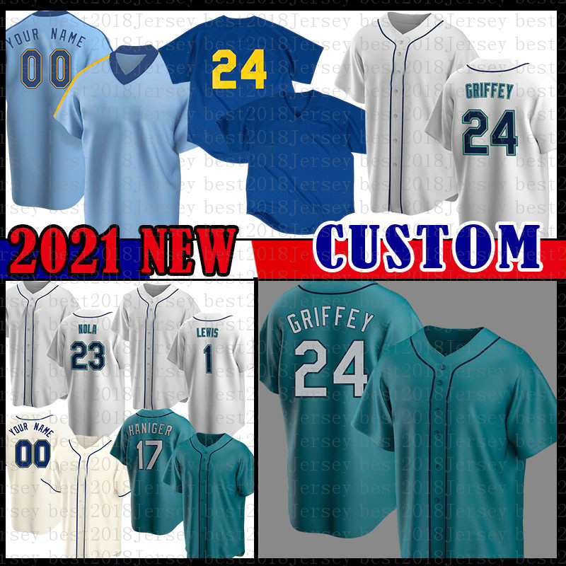

24 Ken Griffey Jr. Seattle Baseball Jersey Jake Fraley Tom Murphy Luis Torrens Jarred Kelenic Abraham Toro Mitch Haniger Kyle Lewis Adam Frazier J.P. Crawford Moore, Mens(shuishou)