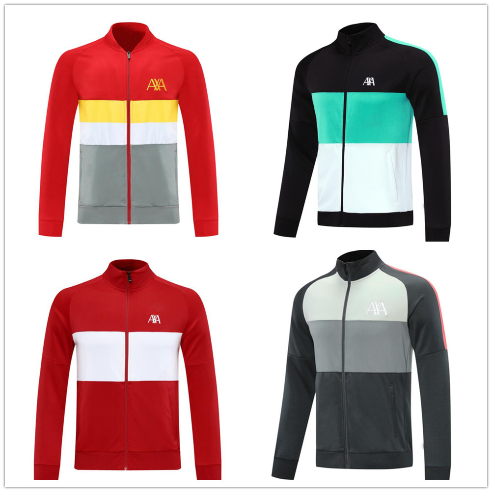 

2022 Mens soccer tracksuit Full zip jacket football training 21 22 men football jackets tracksuits 2021 survetement foot chandal, Black