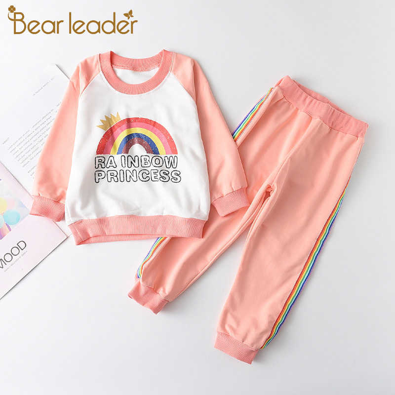 

Bear Leader Children Girls Casual Clothing Sets Spring Toddler Rainbow Cartoon Print Outfits 2PCS Kids Autumn Costumes 210708, Ah4120-pink