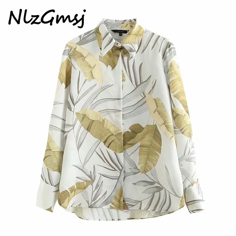 

Women Blouse Fashion Cotton Linen Tropical Print Shirts Casual Long Sleeve Female Blusas Chic Tops 06 210628, As picture
