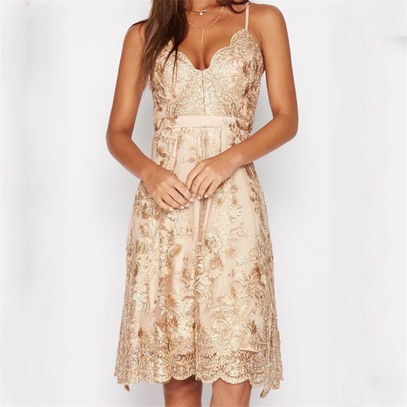 

Women White Sexy Off Shoulder Deep V-neck Summer Party Dress Hollow Out Floral Beach Dresses Vestidos 210607, Beige