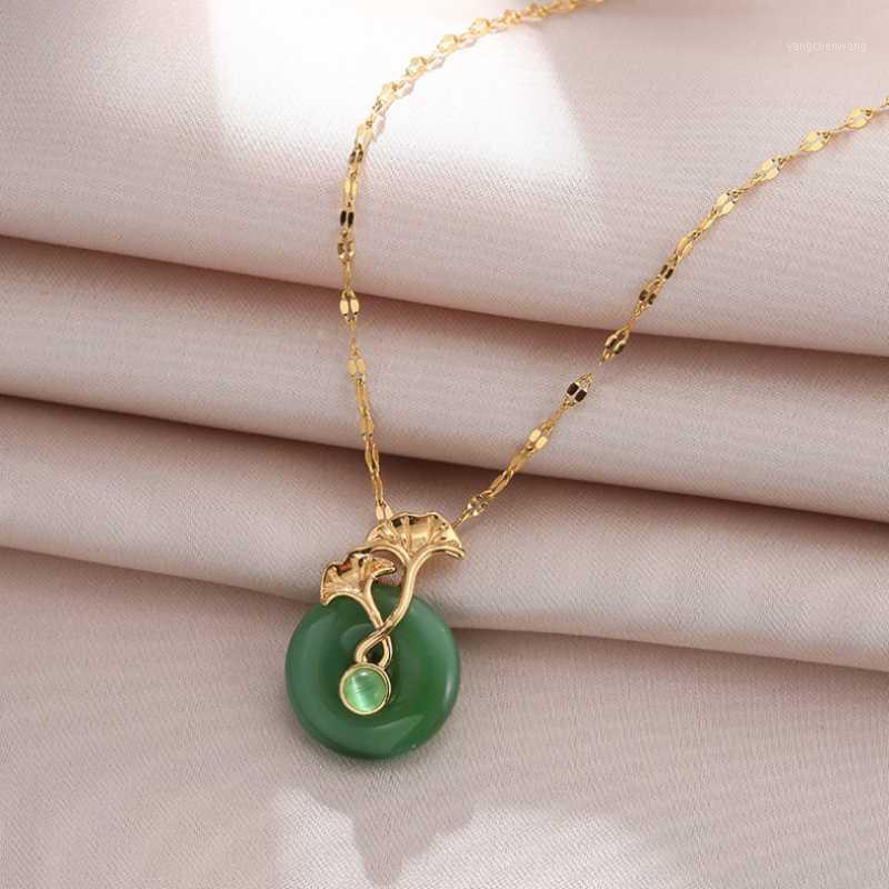 

Chains 316L Stainless Steel Simple Apricot Leaf Pendant Charms Chain Choker Necklace For Women Fashion Fine Jewelry SAN695