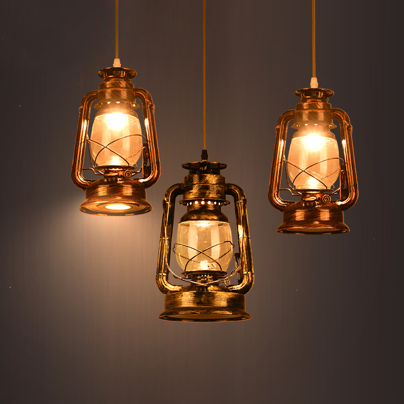 

Retro Kerosene Pendant Lamps European Style Antique led Hanging Lights Nostalgic Lantern Creative Bar Table Restaurant Lamp Farmhouse Inn Pendant Light Fixtures