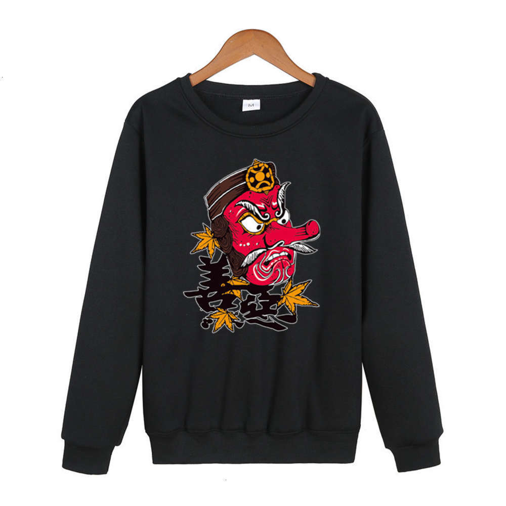 

sweatshirt spring and autumn menswear Plush trend printed hip hop round neck coat men's Sweater, Black