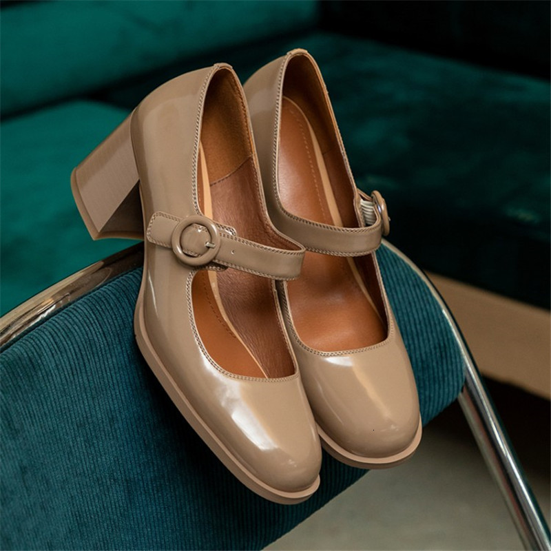 

Sandals spring/autumn feminine toe shoes round buckles of heels high pumps solid casual for woman Mary Jane 92BO, 1# shoe box