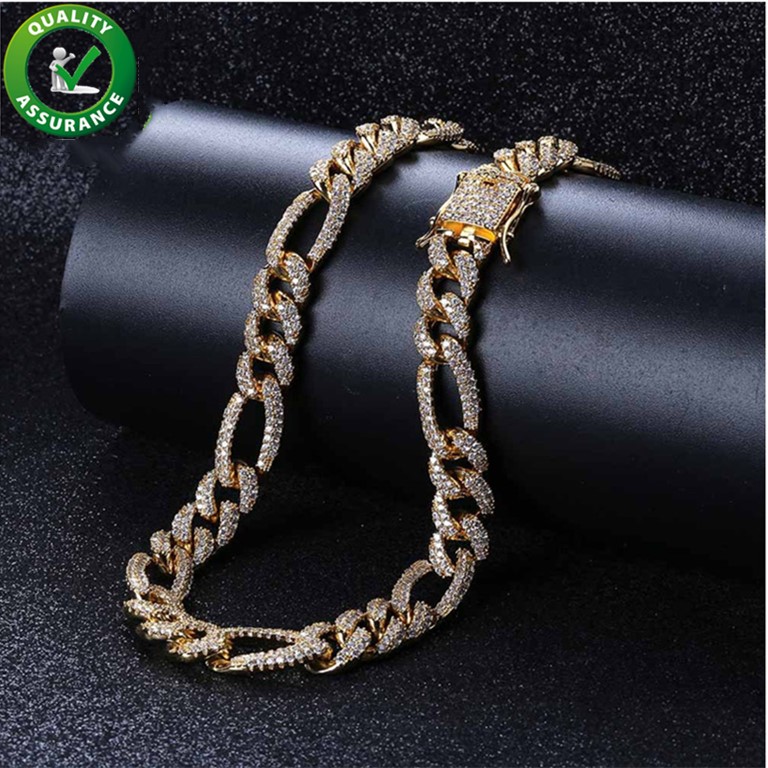 

Iced Out Chains Mens Designer Necklace Hip Hop Jewelry Cuban Link Chain Luxury Bling Rapper Hiphop Micro Paved CZ Gold Pandora Style Charms