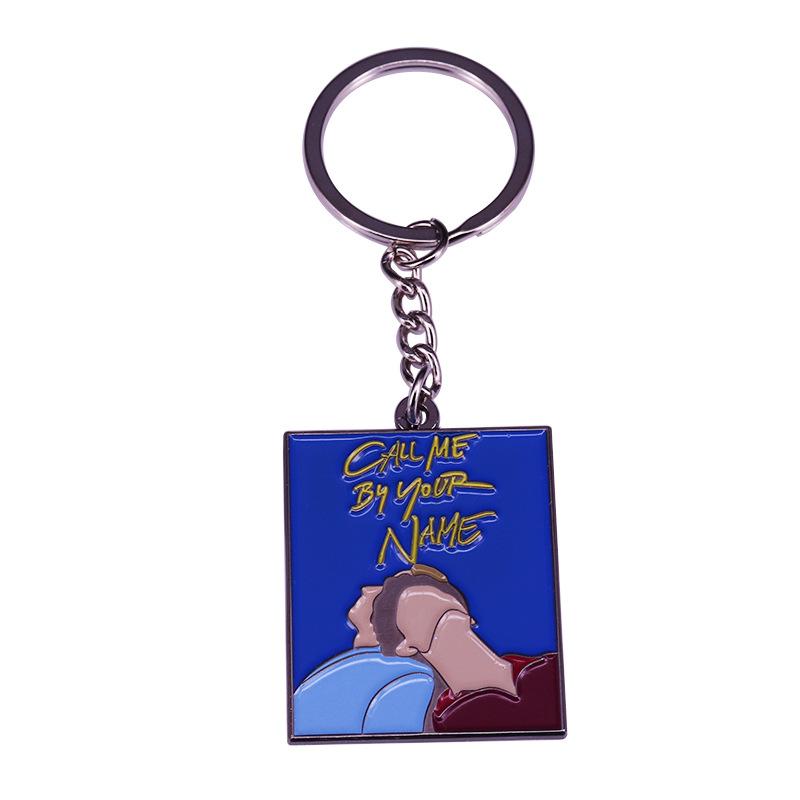 

Keychains Enamel Keychain Movie Call Me By Your Name Keyrings Propaganda Poster Pendant Jewelry Car Key Holder Accessory Gifts For Friends