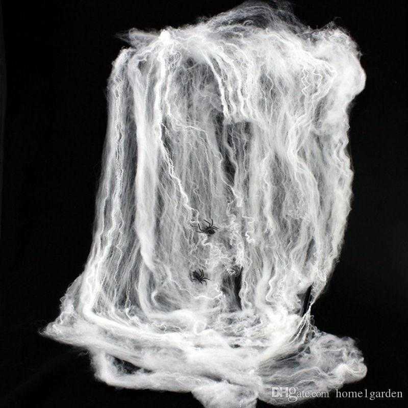 Halloween Scary Party Scene Props White Stretchy Cobweb Spider Web Horror Halloween Decoration For Bar Haunted House
