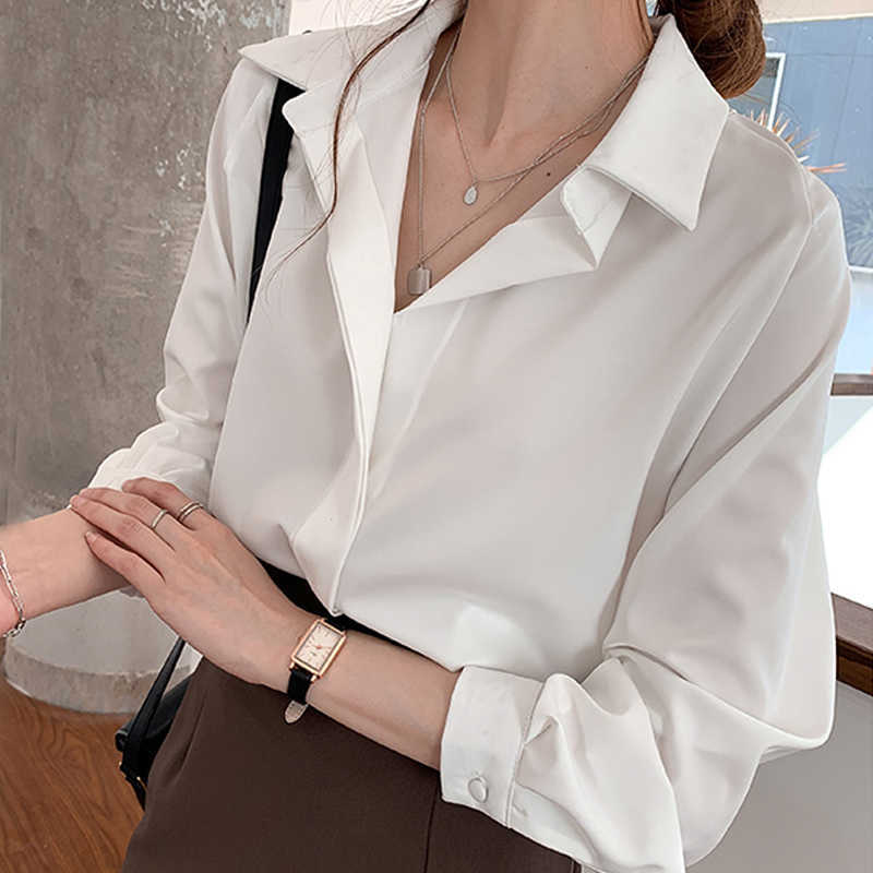 

Blouses Femme Long Sleeve White Blouse Tops Blouse Women Blusas Mujer De Moda Turn Down Collar Chiffon Blouse Shirt E657 210602, Green