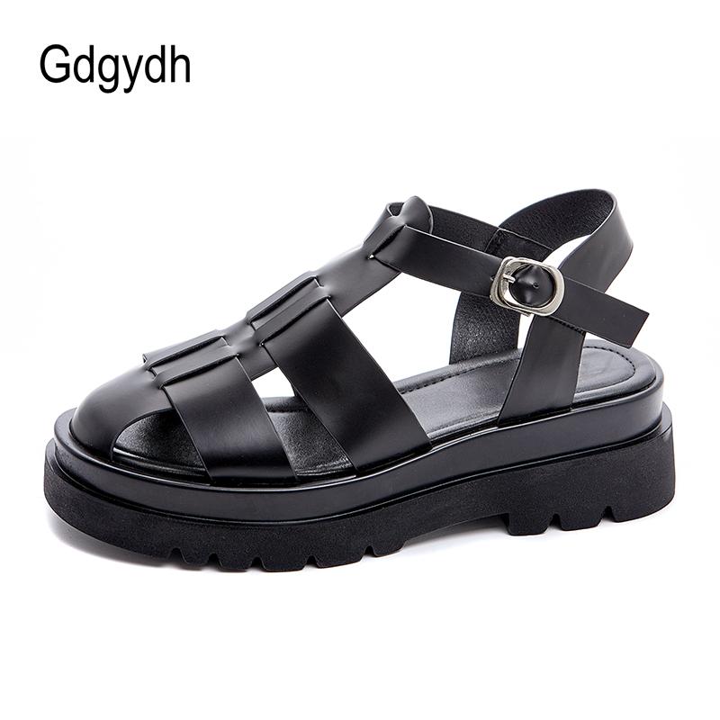 

Sandals Gdgydh Ladies Beach Thick Heel Roman Style Wear-resistant Soft Leather PU Breathable Shoes Summer Women Footwear White, Black