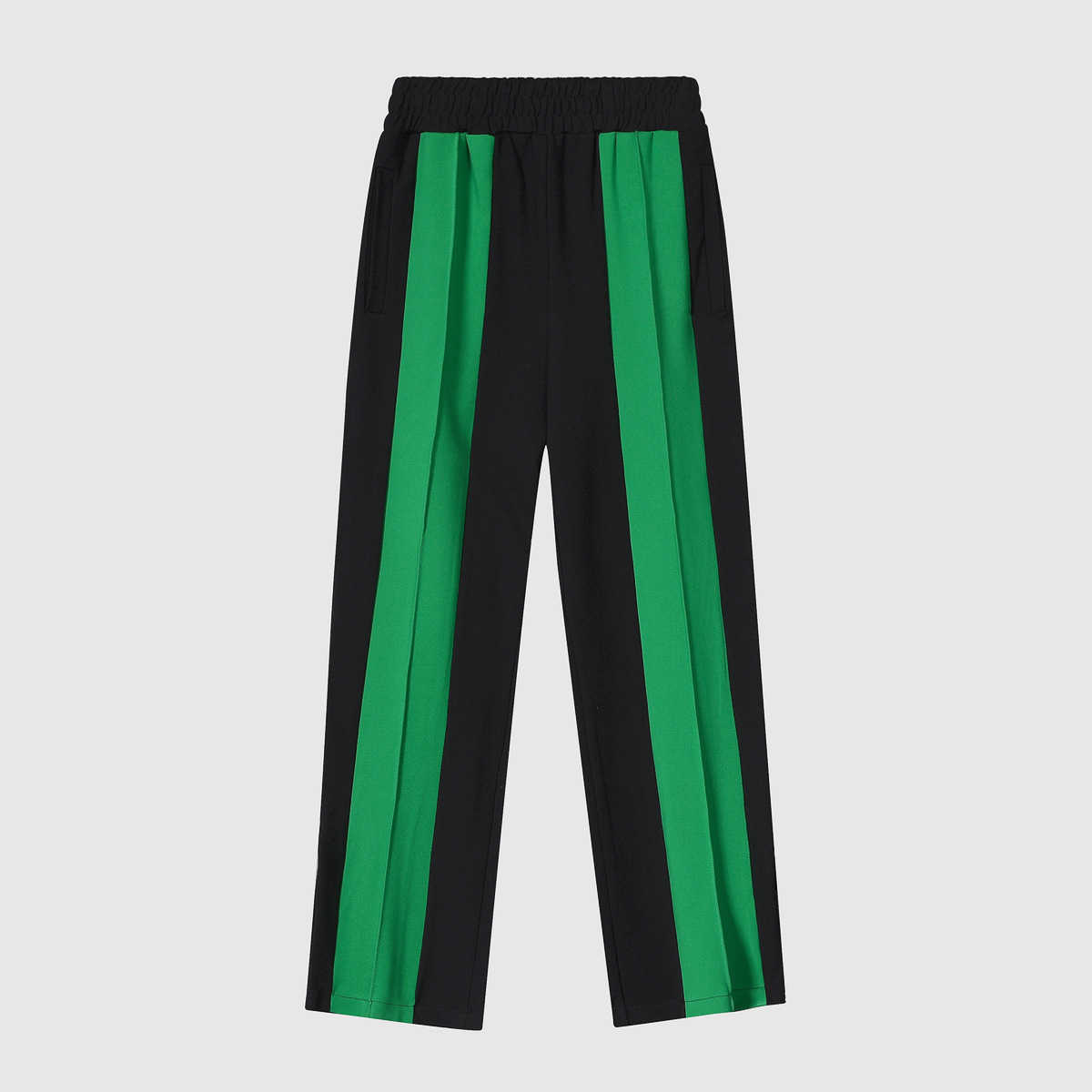 

Men's High version 2022 early spring new bv PARROT GREEN stitching contrast color zipper trouser leg men's and women's casual pants, Black
