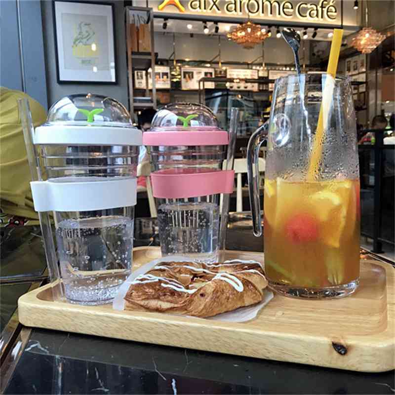 

Ainmei ins new coffee milk tea straw share small creative plastic student cup, White