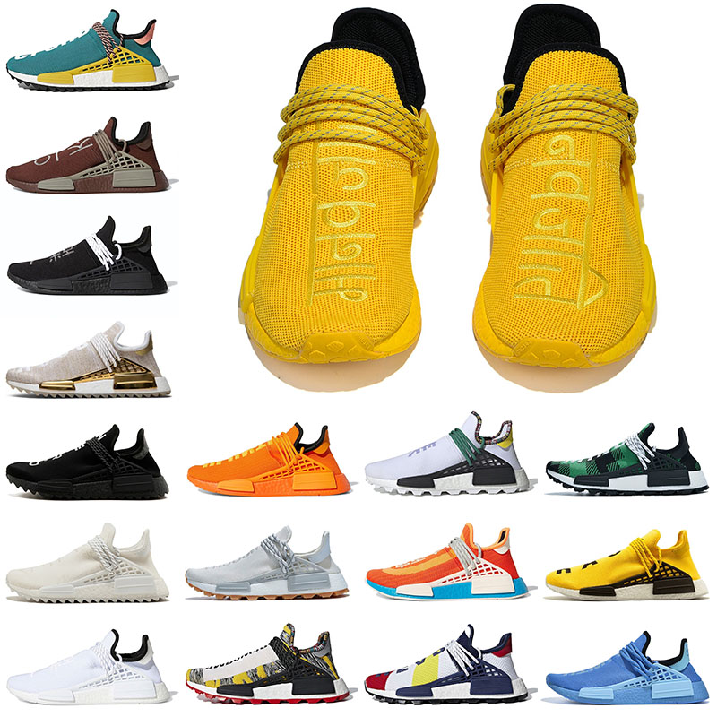 

Pharrell Williams x Nmd Human Race Hu Trail Men Women Running Shoes OG Classic Extra Eye Orange Nmds Races Black Cream White Nerd Runners Sneakers Trainers Size 36-47, Golden 36-47