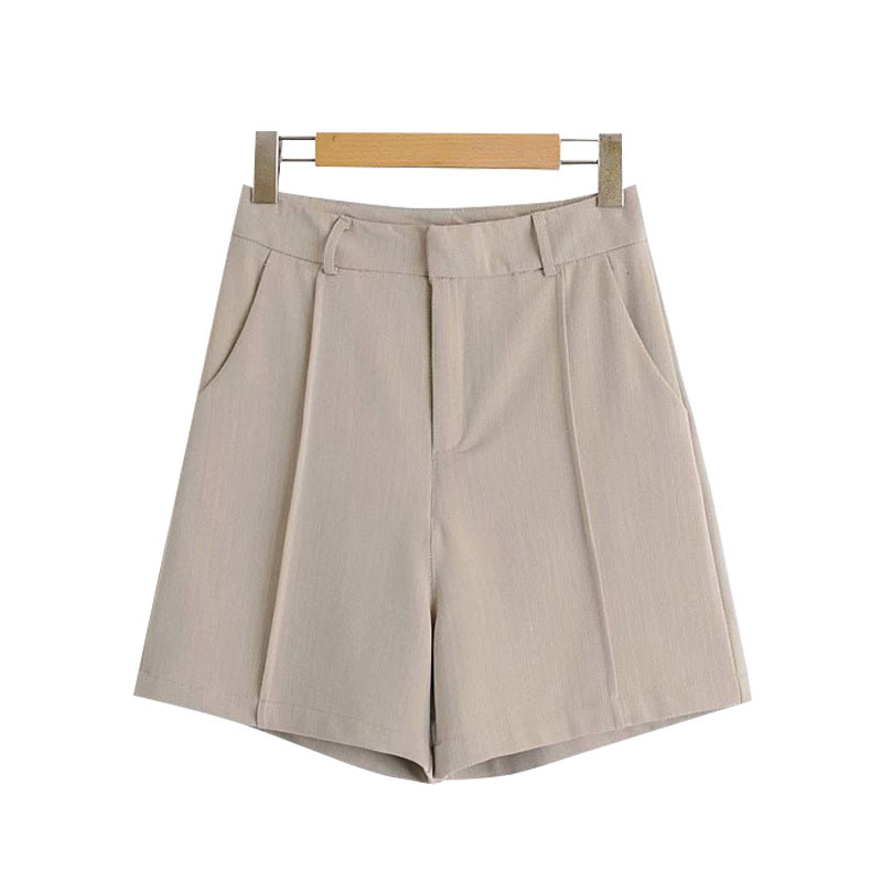 

Women Chic Fashion Office Wear Side Pockets Shorts Vintage High Waist Zipper Fly Female Short Pants Mujer 210521, As picture