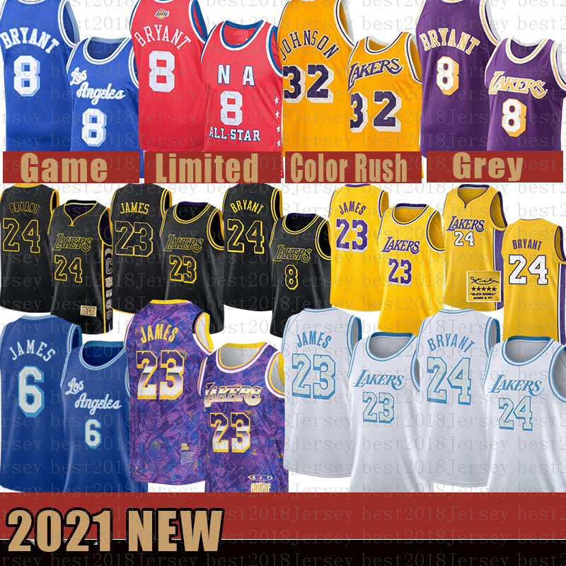 

Los Angeles Lakers Kobe 24 Bryant Basketball Jersey 2021 LeBron 23 James New Anthony 3 Davis Mens Kyle 0 Kuzma Clear, Blue;black