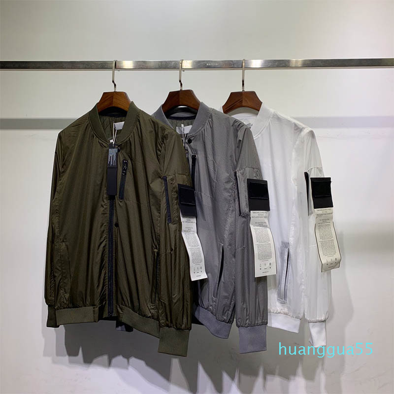 

Man Coats Zipper Men Embroidery Sun Protection Clothing Geometric Print Casual Style Hip Hop Streetwear Fashion Jacket High Quality, White