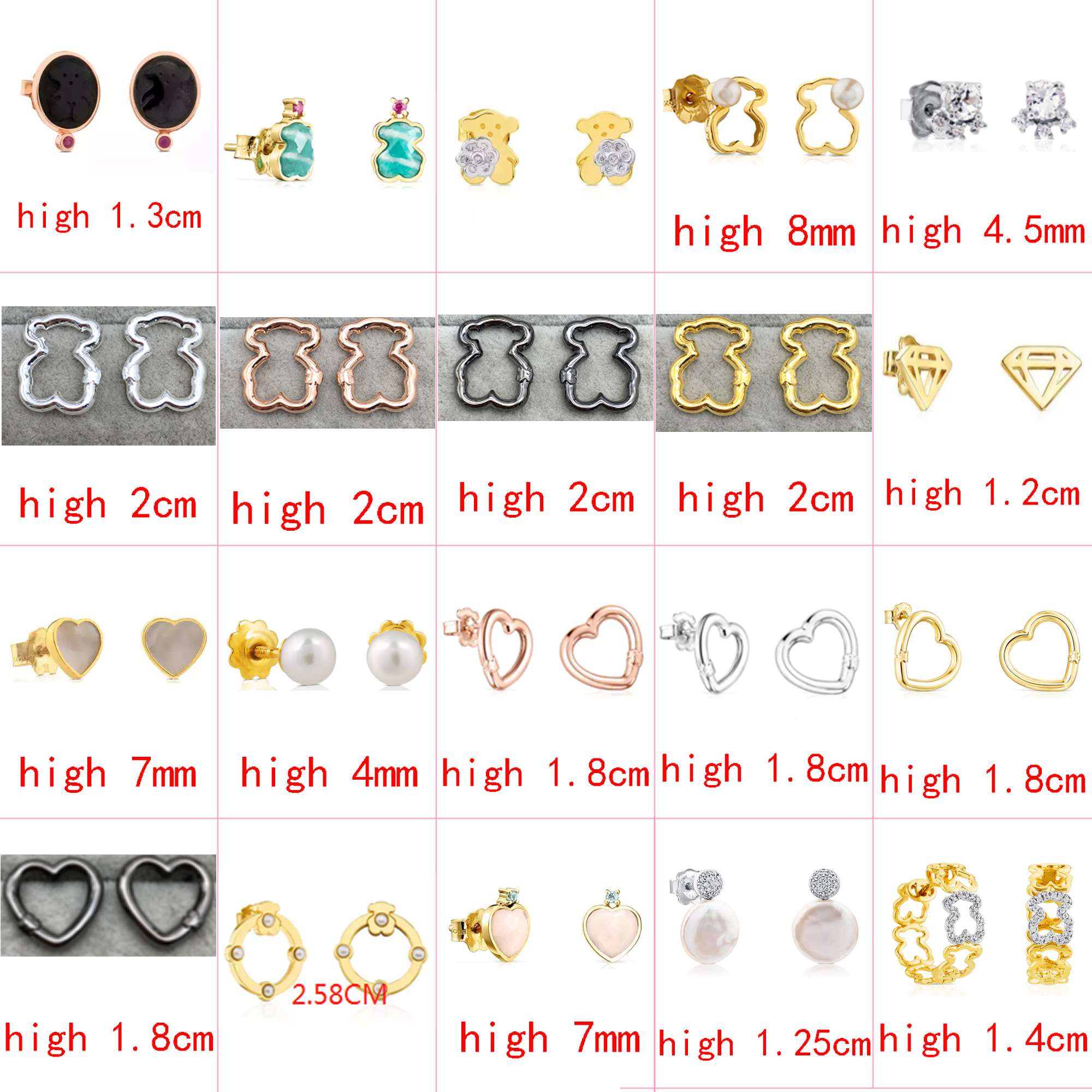 

2021 new style 100% 925 sterling silver bear fashion classic modern style ladies earrings pierced jewelry factory direct sales