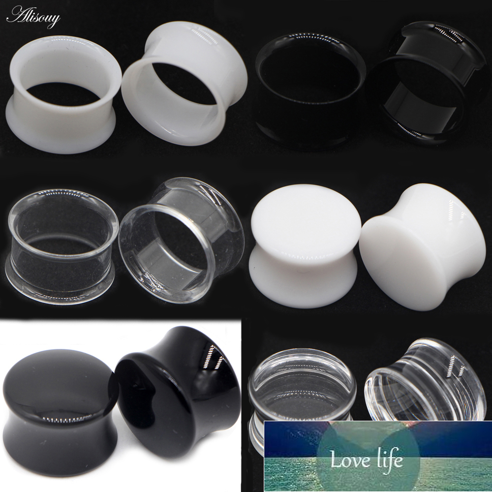 

2pcs White Black Transparent Acrylic Ear Tunnel Plug Ear Gauges Piercing Double Curved Saddle Expander Stretcher Body Jewelry