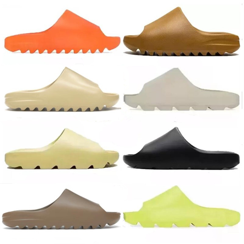 

Slides Slippers Ochre Pure Desert Sand Sandals Summer Flat Mens Women Beach Resin Bone Core Earth Brown Soot Slide Sandal Rubber Glow Green Enflame Orange US13, Black
