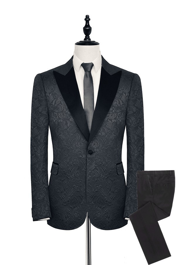 

Men's Suits & Blazers Custom Made Men Black Groom Tuxedos Peak Satin Lapel Groomsmen Wedding Man 2 Pieces ( Jacket+Pants+Tie ) L49, Same picture