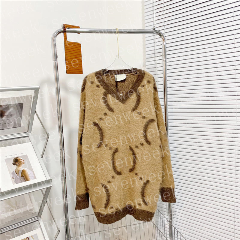 

Classic Letters Womens Mohair Sweaters Pullover Fashion Loose Ladies Sweatshirts Long Sleeve Soft Women Sweater Clothing, Khaki