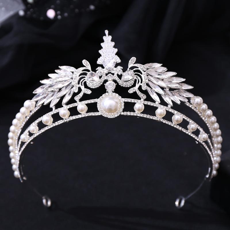 

Hair Clips & Barrettes Crown Jewelry Bridal Wedding Accessories Simple Alloy Diamond Dress All-Match LXH, Golden;silver
