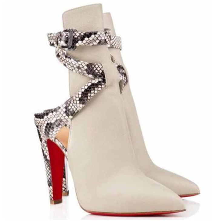 

Black Genuine Leather Sexy Womens High Heels Booties Leather Ankle boots Red Bottom Pumps Paris Red Soles Ankle Booties, Chocolate