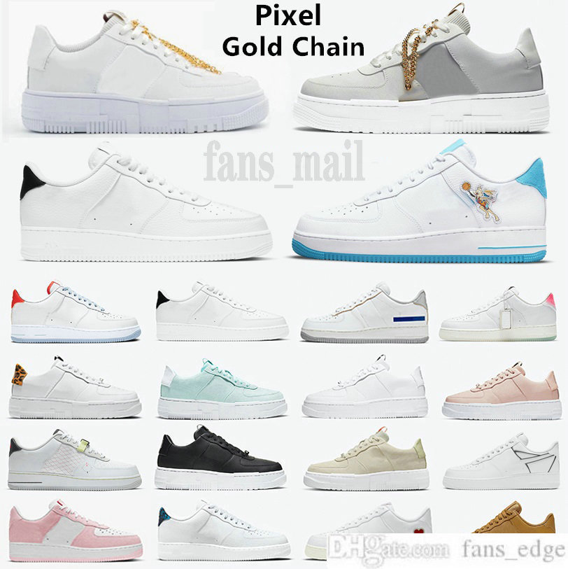 

Pixel Gold Chain Low Men Women 1 Running Shoes Fresh Silver Salmon Sail Tan Snake Sketch Platform Black White Leopard Tie Dye Sports Sneakers Trainers, Packing;not sold separately