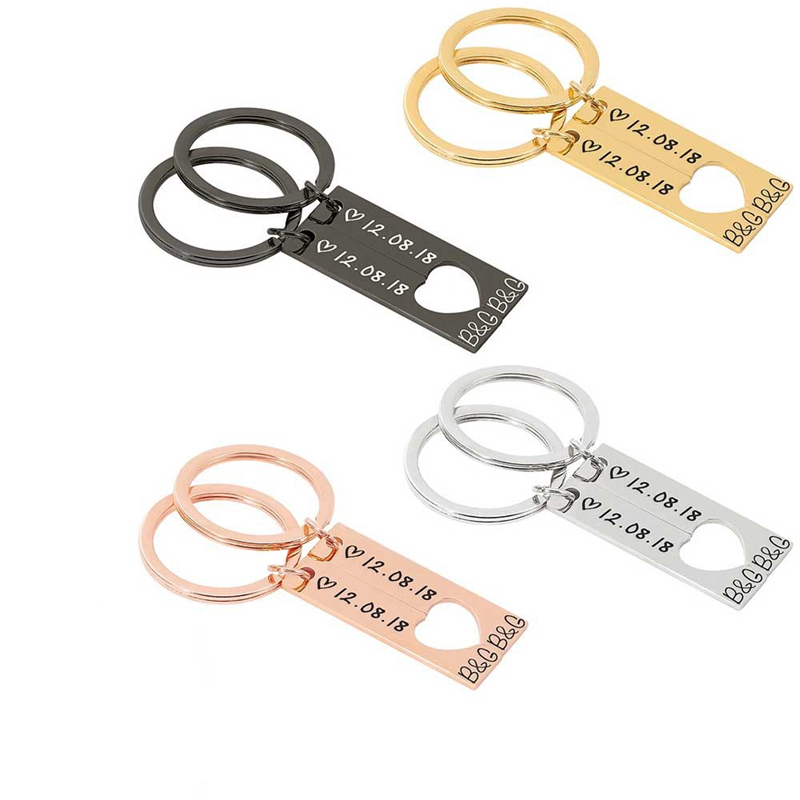 

10Pieces/Lot 2Pcs Customized Couples Keychain Valentine Anniversary Gift Boyfriend Girlfriend Keyring Husband Women Men KeyChain Love Gifts