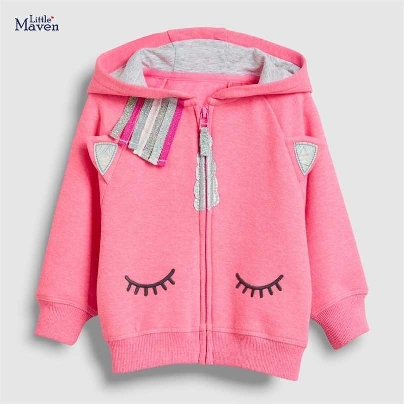 

Little maven Baby Girls Autumn Clothes Lovely Cotton Hoodie Warm for Toddler Children Pink Hooded Sweatshirt Kids 2 to 7year 211110, C1042 photo