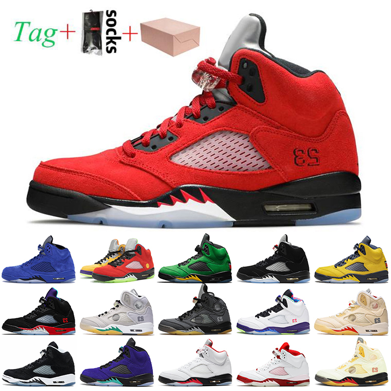 

With Box Raging Bull Jumpman 5 5s Basketball Shoes Mens Trainers Oregon Ducks Fire Red Sail What The Alternate Grape White Cement Sneakers