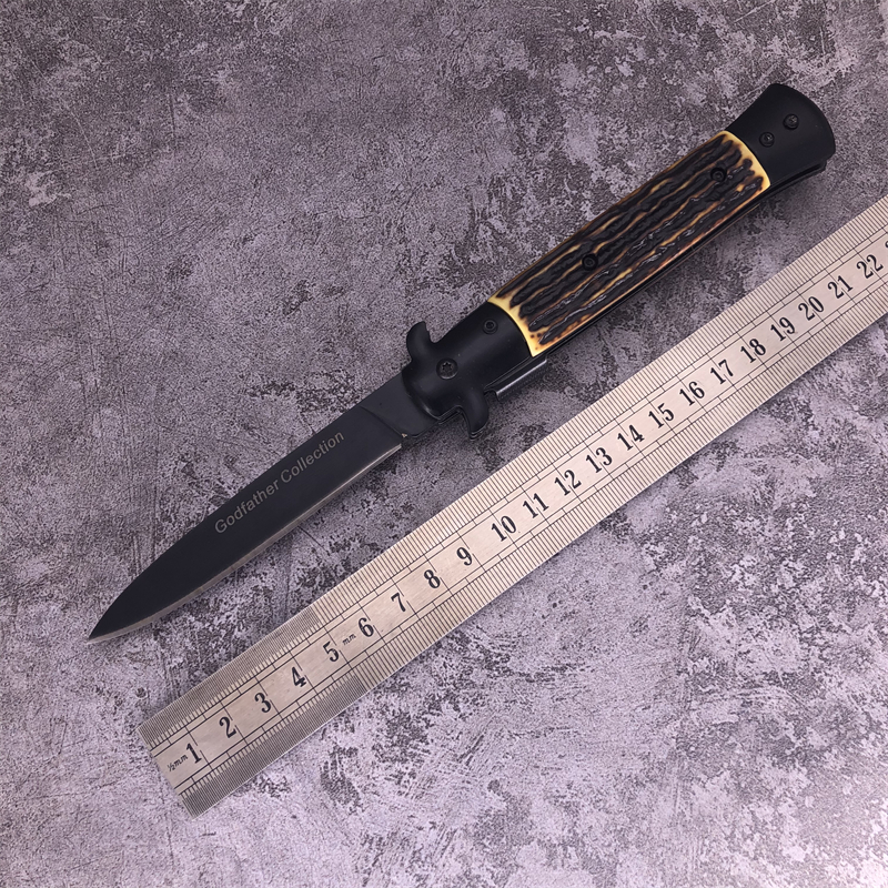 

Godfather Collection N239F Classic fast folding knife open Stiletto Mafia 440C blade ABS+Steel handle for EDC survival outdoor