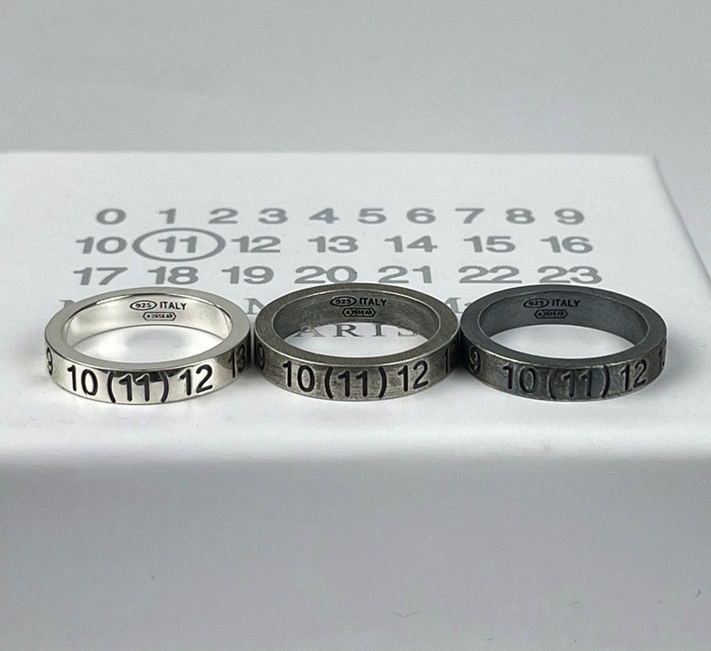 

20FW New Trendy Brand Personality Digital Engraving 925 silver Ring Wild Design Trend Style INS Male And Female Couples