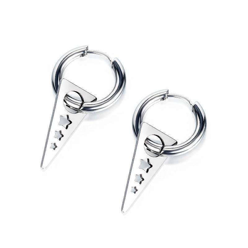 

Dangle & Chandelier Hip-Hop Men's Earrings Geometric Pentagram Triangle Star Earring For Him Punk Jewelry