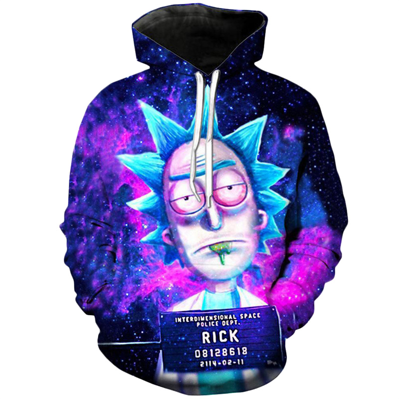 

Scientist pattern men 3D printed Rick Customized hoodie visual impact party top punk goth round neck high quality American sweatshirt hoodie, Purple