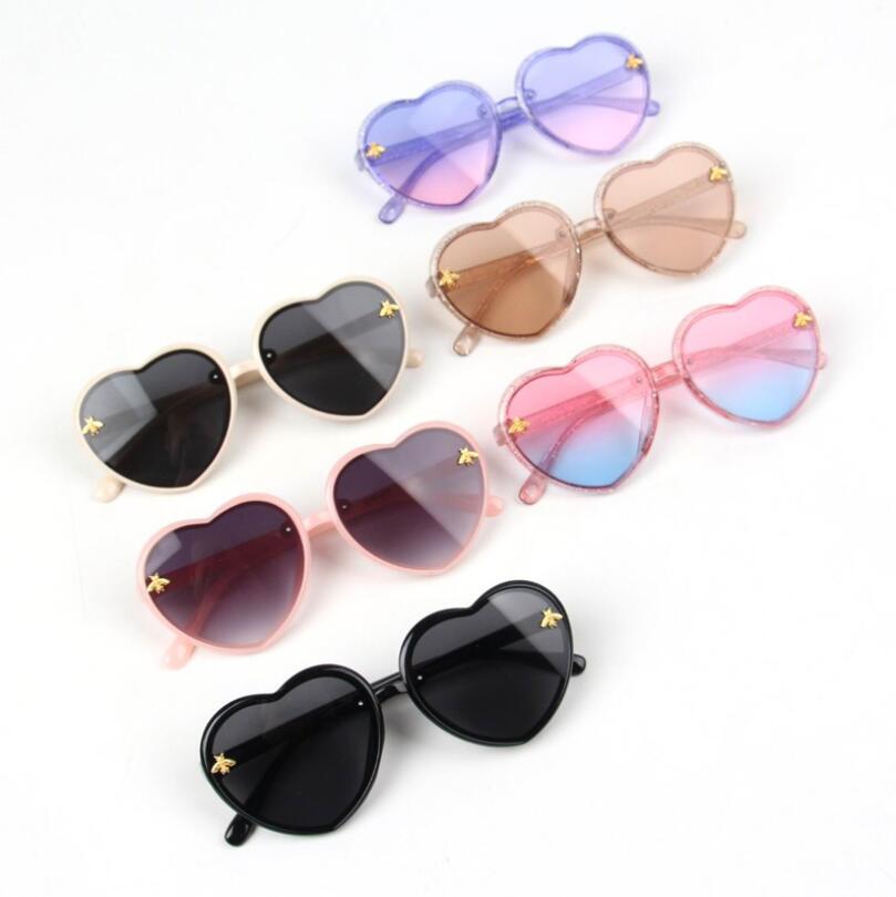 

Fashion Heart Kids Sunglasses Children Retro Cute Cartoon Bee Pink Sun Glasses Frame Girls Boys Baby Eyeglasses birthday gift, Blue