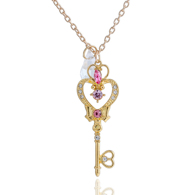 

gold key graphic design metal necklace with pendant fashion gift anniversary party, Silver