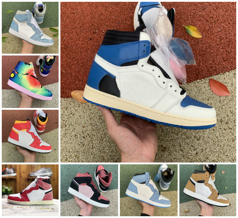 

2021 Men Women Travis Fragment 1 1s Basketball Shoes UNIVERSITY BLUE Court Purple Shadow 2.0 CHILE RED OG UNC Hyper Royal Midnight Navy Banned Trainers Sneakers, 1s royal toe