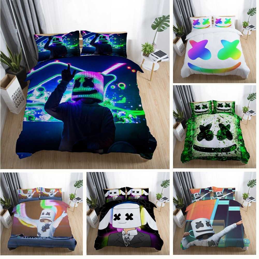 

DJ marshmello digital printing bedding four piece set three piece set, White