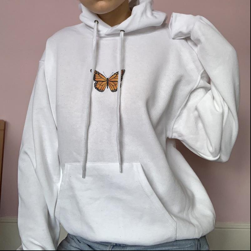

harajuka womens hoodies butterfly print winter casual female long sleeved big size ulzzang sweet loose fashion ins vintage hooded, Black
