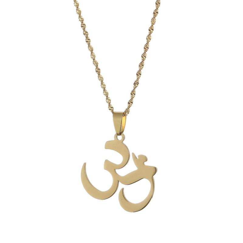 

Chains Yoga Necklace Pendants Men OHM Hindu Buddhist AUM OM Hinduism Outdoor Sport Gold Color Metal Chain Jeweephant God Jewelry