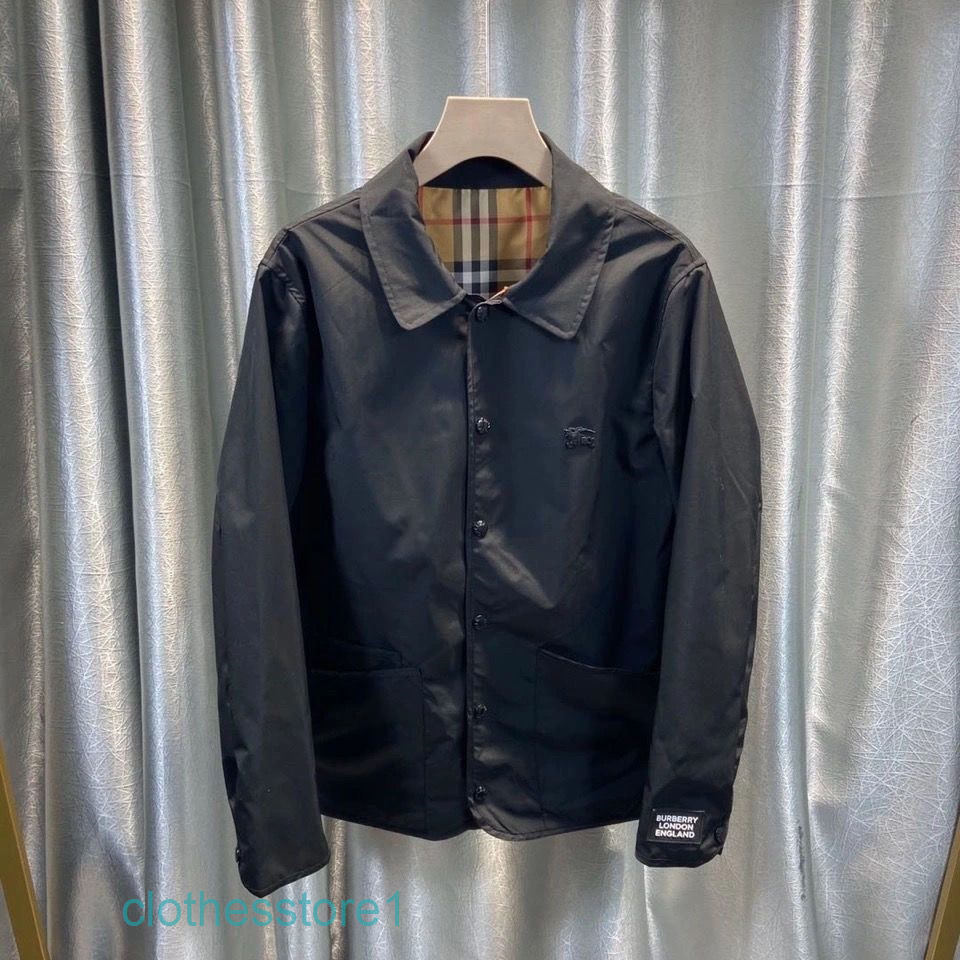 

Brand BBR coat Spring and autumn 2022 new Lapel war horse fashion men's casual jacket versatile handsome ruffian, Black