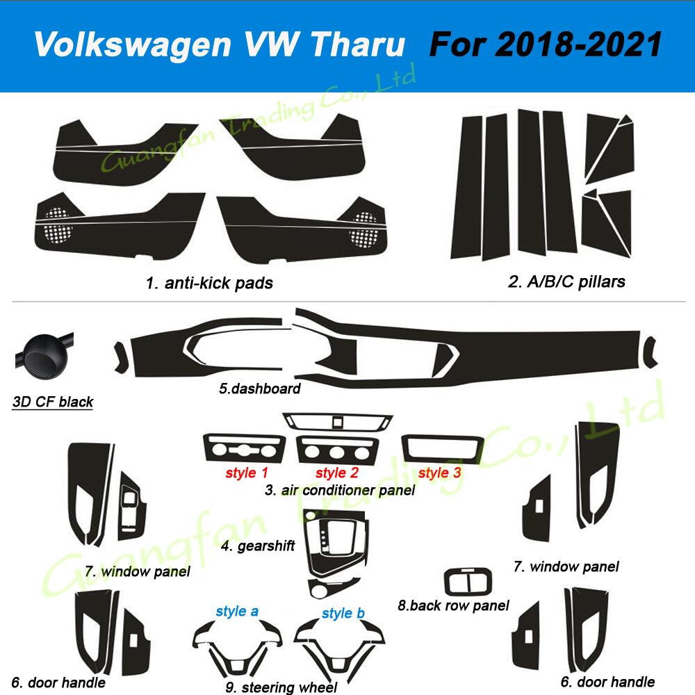 

For Volkswagen Tharu 2018-2021 Interior Central Control Panel Door Handle 3D/5D Carbon Fiber Stickers Decals Car styling Accessorie, Right hand drive