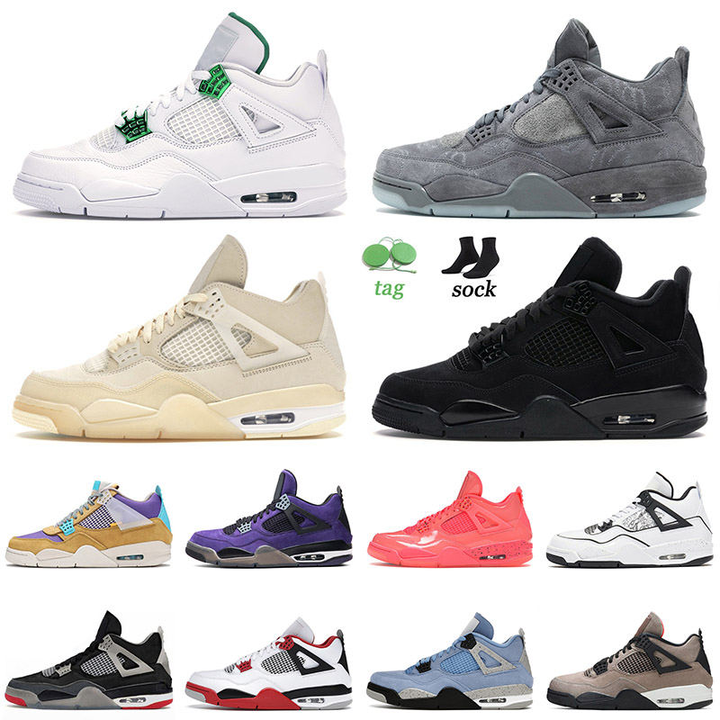 

High Quality 2021 Basketball Shoes Retro 4 Jumpman Mens Womens Off Sail Black Cat Kaws Grey White Jordan 4s Air Trainers Sneakers, D35 royalty 36-47