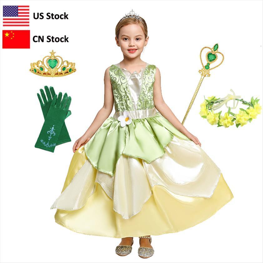 

Carnival Tiana Up Girl Dresses Princess Role Playing Party Costume Children Sleeveless Frock The And Frog, Tiana 1