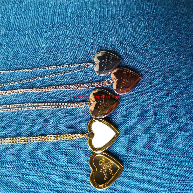 

sublimation blank heart locket photo necklaces pendants fashion necklace pendant hot tranfer printing consumable 15pcs/lot G0927