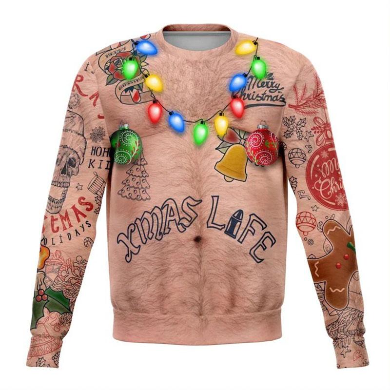 

Men's Sweaters Ugly Christmas Sweater Men Women Year Eve Holiday Funny Sweatshirt Couple Xmas Pullover Jumpers Tops, White;black